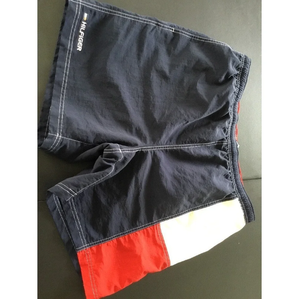 Tommy Hilfiger Swim Trunks Shorts Mens L Flag Spell Out Colorblock‎ 90s Vintage